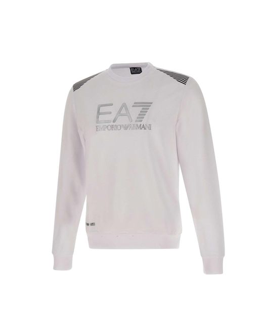 EA7 White Cotton Sweatshirt for men