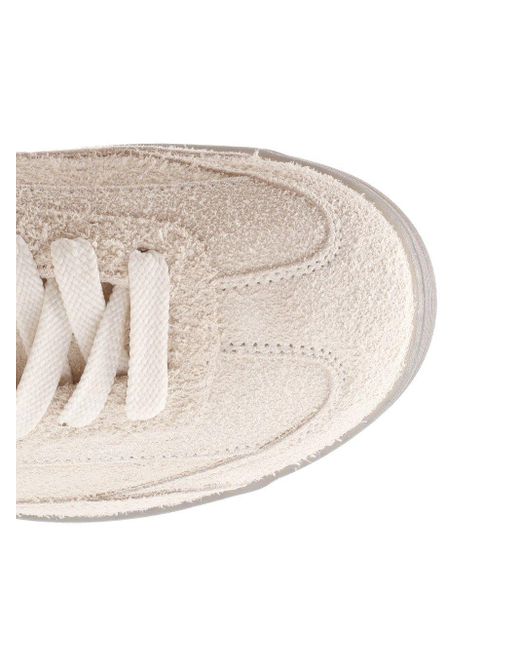 Stone Island White Suede Lace-Up Sneakers for men