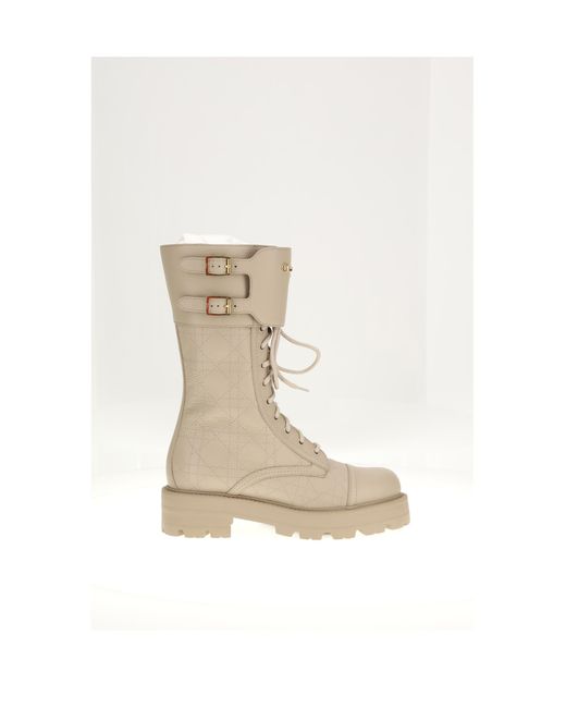 Dior White Boots D-Trap Low Calf Leather