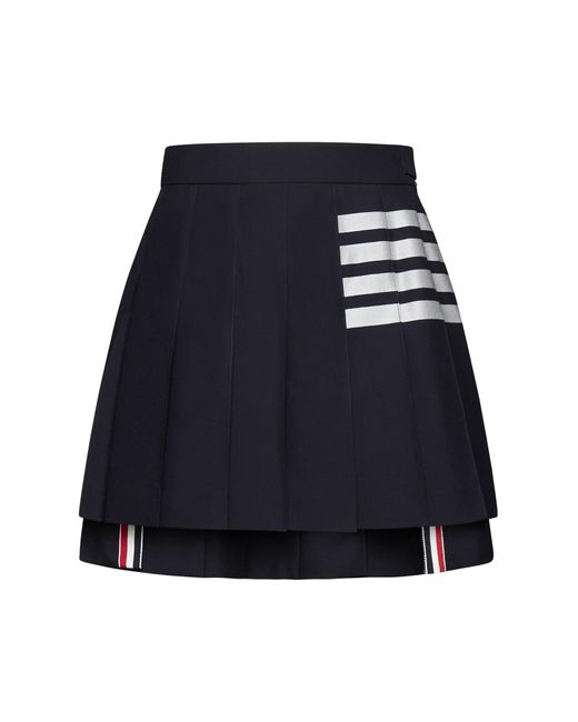 Thom Browne Blue Wool Pleated Miniskirt