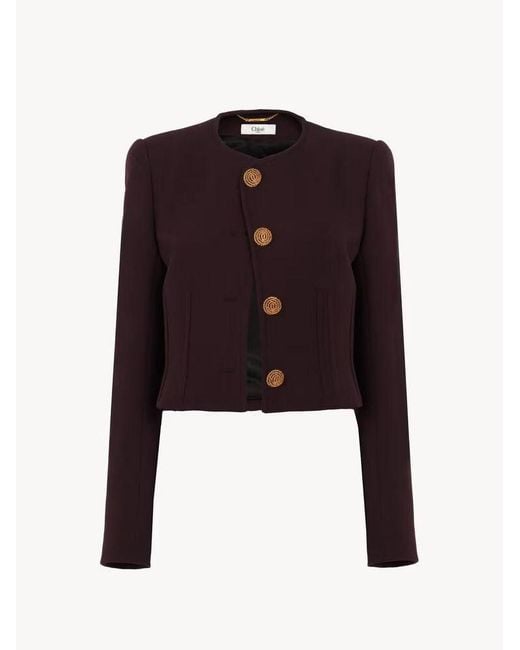 Chloé Purple Chloé-Button Wool Jacket