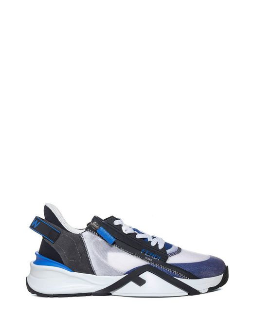Fendi Synthetic Flow Lace-up Sneakers in Blue for Men - Lyst