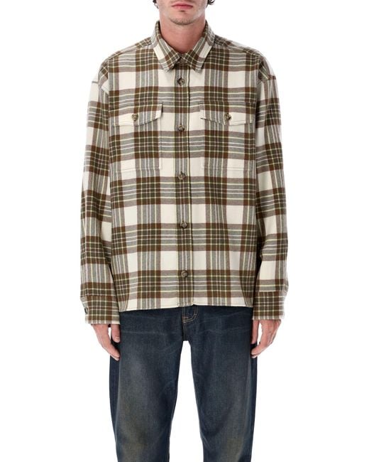 AMI Blue Ami Paris Checked Shirt for men