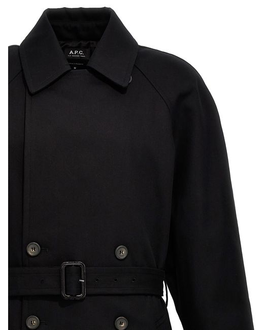 A.P.C. Black Lou Coats, Trench Coats for men