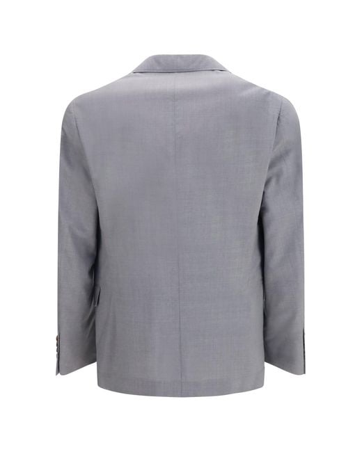 Brunello Cucinelli Gray Three-Button Blazer Wool Ovis Aries; Silk Blazers & Vests for men