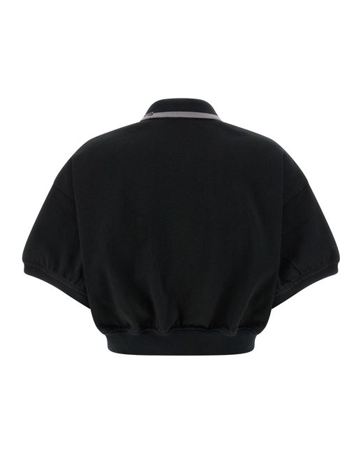 T By Alexander Wang Black Intarsia Collar Polo Shirt