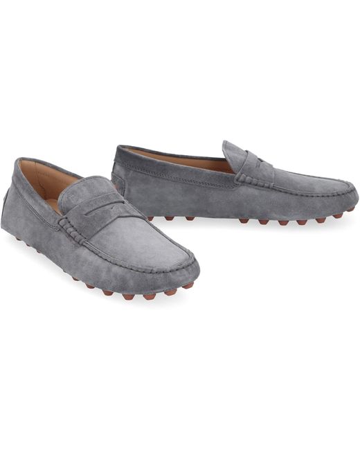 Tod's Gray Gommino Suede Loafers for men