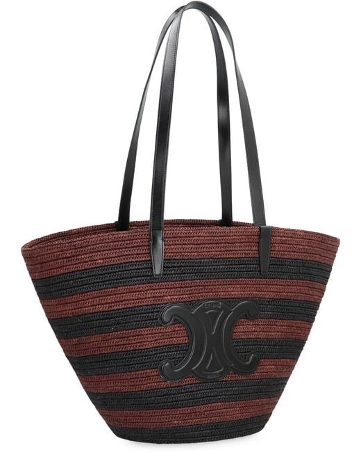 Céline Black Couffin Classic Tote Bag Raffia