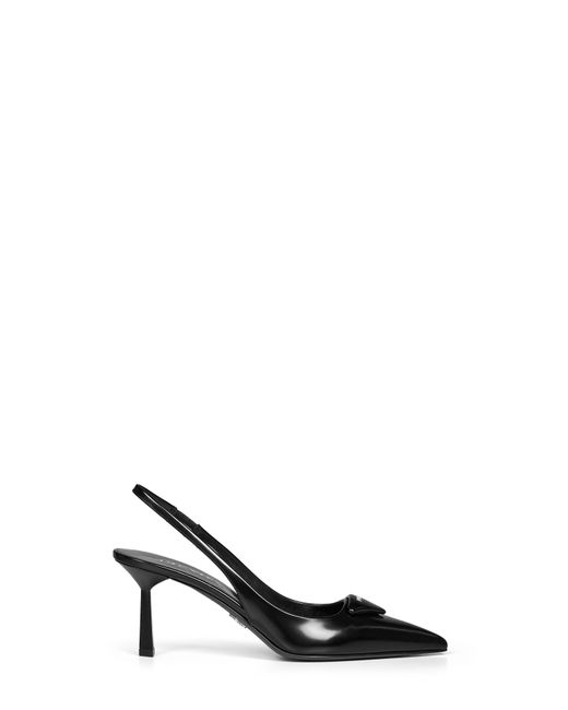 Prada Black Slingback Pumps Brushed Leather