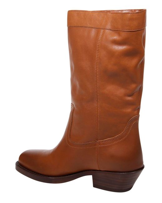Isabel Marant Brown Ademe Square Toe Biker Boots