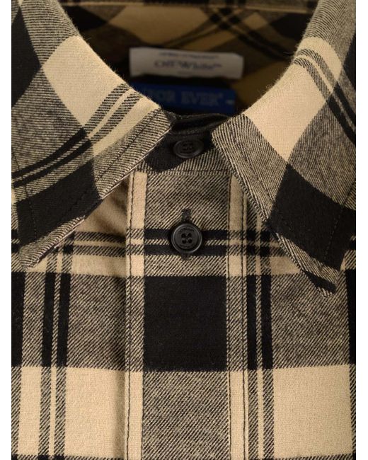 Off-White c/o Virgil Abloh Gray Checked Flannel Shirt for men