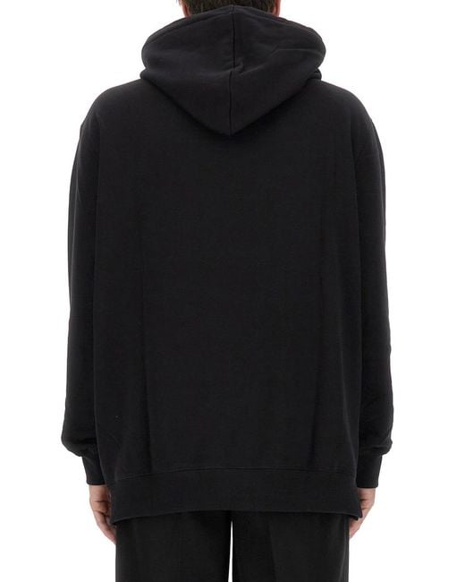 Lanvin Black Sweatshirt With Logo Cotton Sweatshirts for men