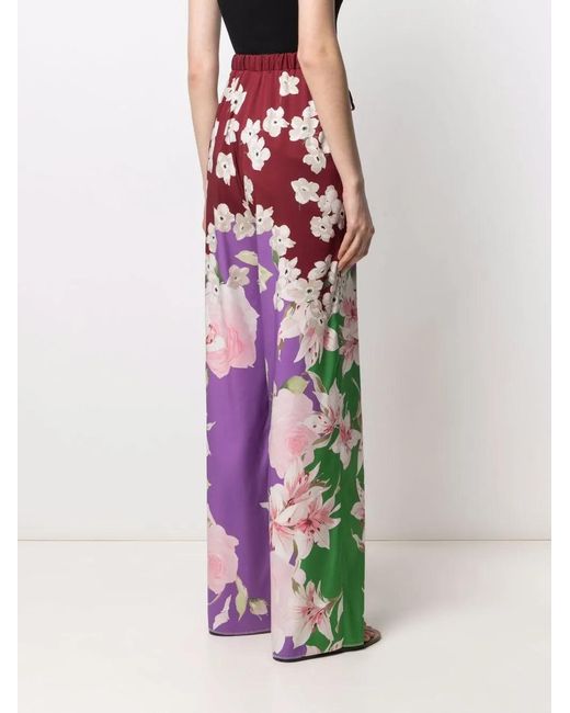 Valentino Red Floral-Print Trousers