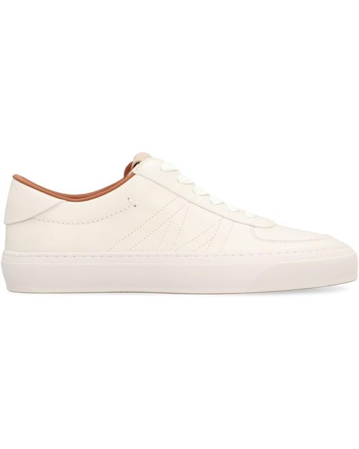 Moncler White Monclub Leather Low-Top Sneakers for men