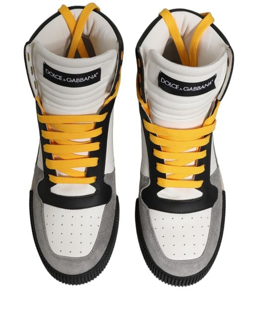 Dolce & Gabbana Multicolor Leather High Top Sneakers Shoes for men