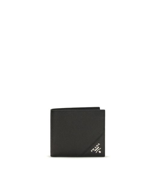 Prada Black Calf Leather Bos Taurus Wallet for men