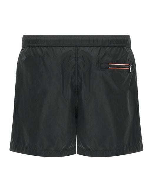 Moncler Black Logo Patch Swim Shorts for men