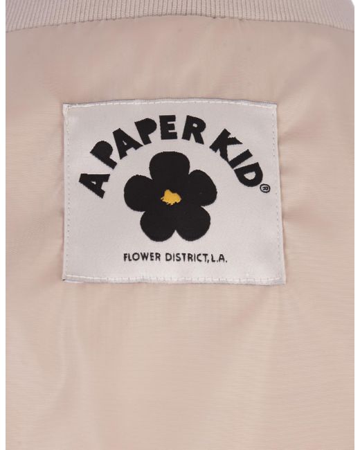 A PAPER KID Pink Sand Technical Fabric Bomber Jacket With Logo