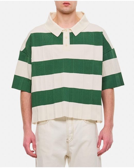 Jacquemus Green Le Polo Bimini Stripe-pattern Stretch-knit Polo Shirt for men