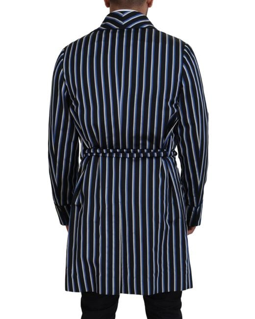 Dolce & Gabbana Blue Martini Printed Lining Robe And Polyester Silk Clothing for men