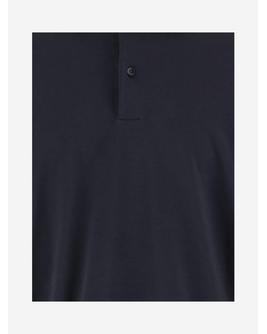DARKPARK Blue Long-Sleeved Cotton Polo Shirt for men