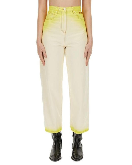 MSGM Yellow Cotton Jeans