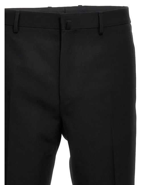 Lanvin Black Tailored Wool Tuxedo Pants for men