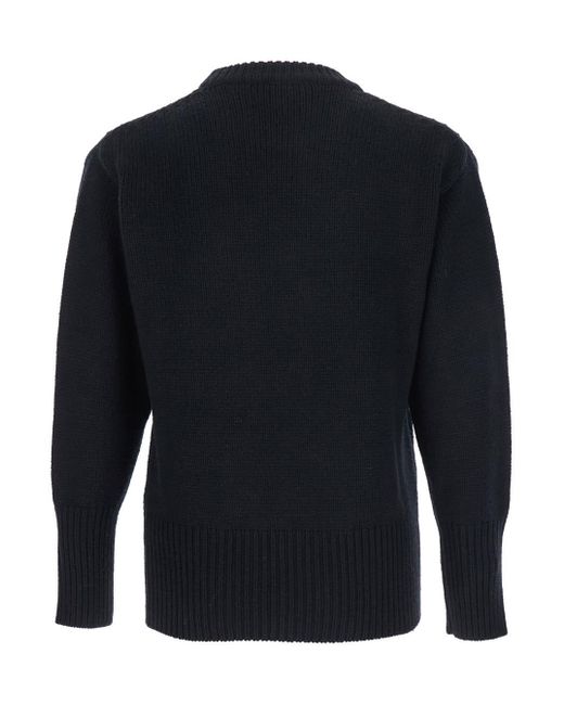 Kangra Blue Crew Neck Sweater With Ribbed Design for men