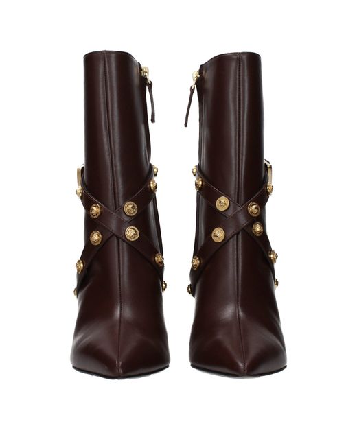 Versace Brown Leather Ankle Boots