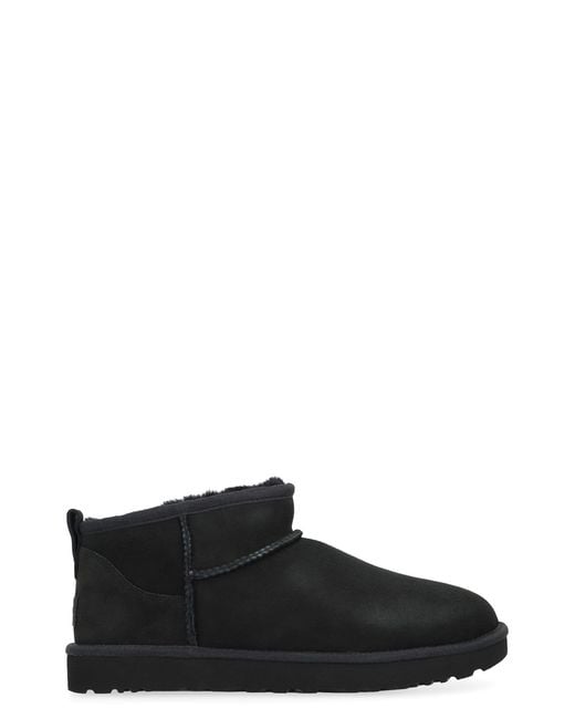 Ugg Black Classic Ultra Mini Boots Ovine Leather