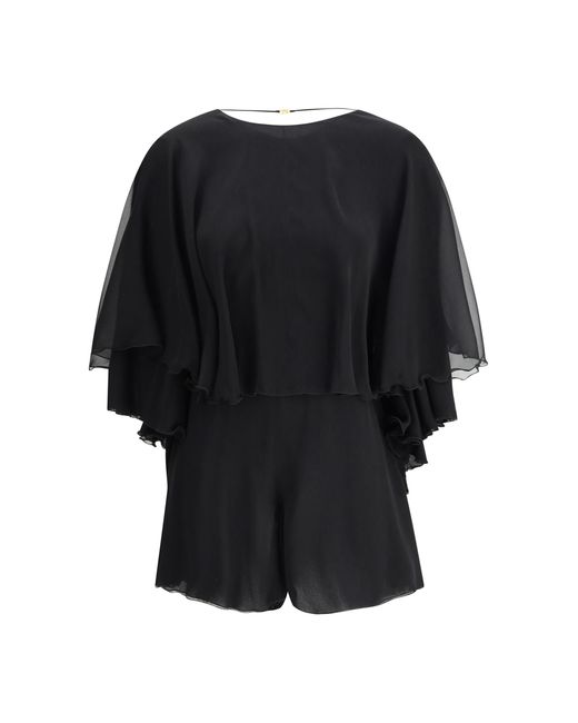 Saint Laurent Black Silk Crepe Playsuit