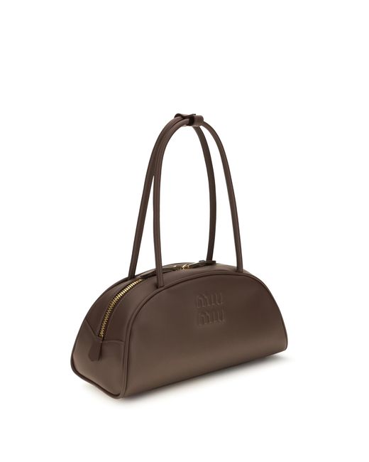 Miu Miu Brown Shoulder Bag Beau Calf Leather