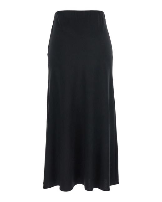 Le Plain Black Midi Skirt With Concealed Side Zip Closure