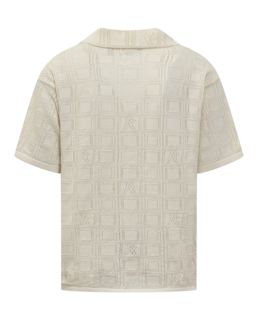 Represent White Shirt With Geometric Weave for men