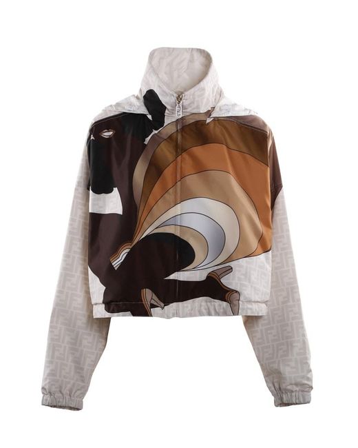 Fendi White Reversible Nylon Jacket With Rainbow Girl Graphics