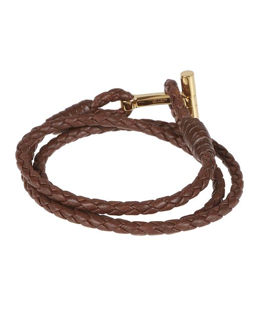 Tom Ford Brown T Wrap Woven Bracelet for men