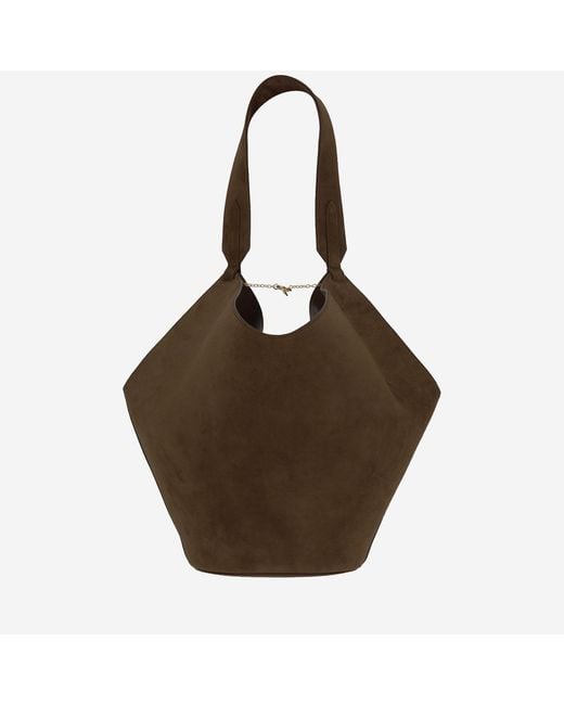 Khaite Brown Small Lotus Suede Leather Bag Calfskin Shoulder