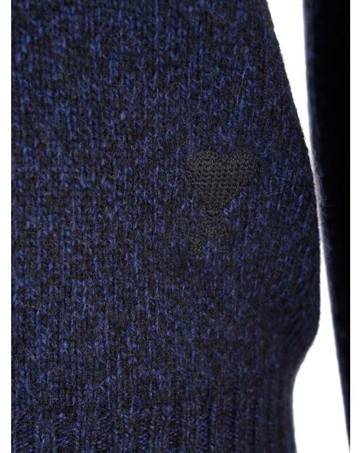 AMI Blue Cashmere And Wool Sweater for men