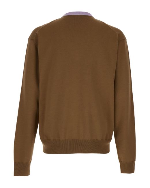 Jil Sander Brown And Lillac Double-Neck Sweater for men