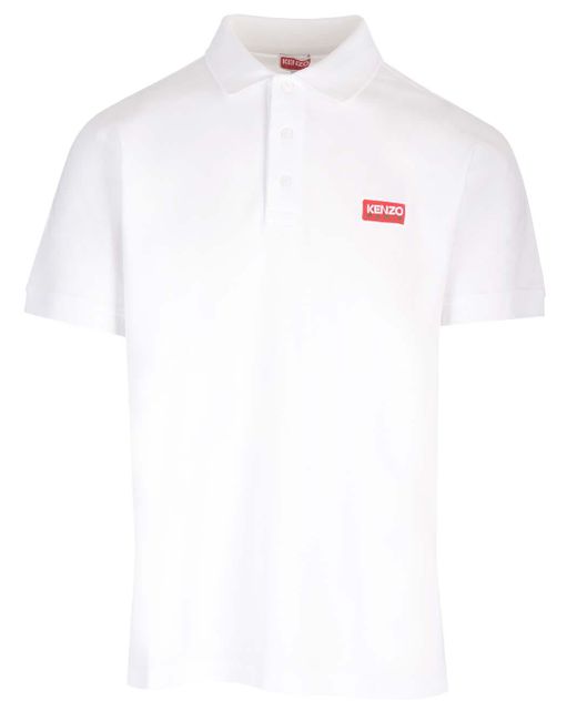 KENZO White Cotton Polo Shirt for men