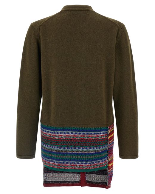 Comme des Garçons Green Jacquard Insert Cardigan for men