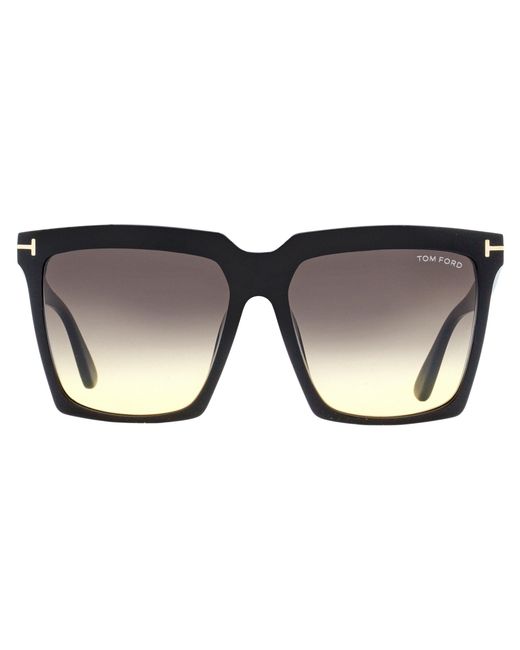 Tom Ford Black Square Sunglasses Tf764 Sabrina-02 01B 58Mm Ft0764 Plastic (Acetate)