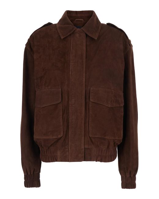 Arma Brown Halti Jackets With Patch Pockets On The Front And Elasticated Hems Suede For Lamb