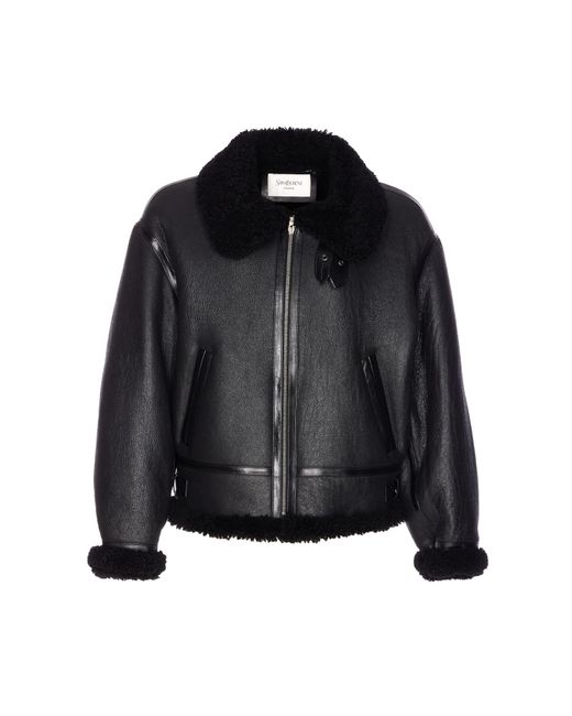 Saint Laurent Black Leather Bomber for men