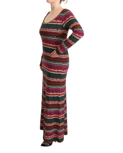 Missoni Black Stripe Wool Knitted Maxi Sheath Dress