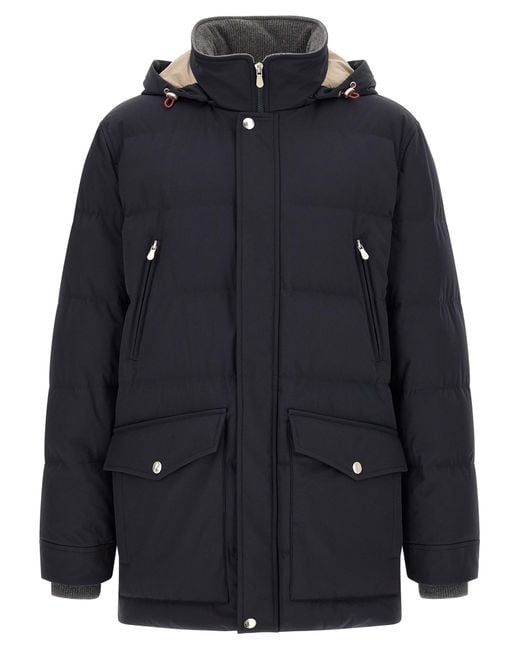 Brunello Cucinelli Blue Polyamide Parka Clothing for men