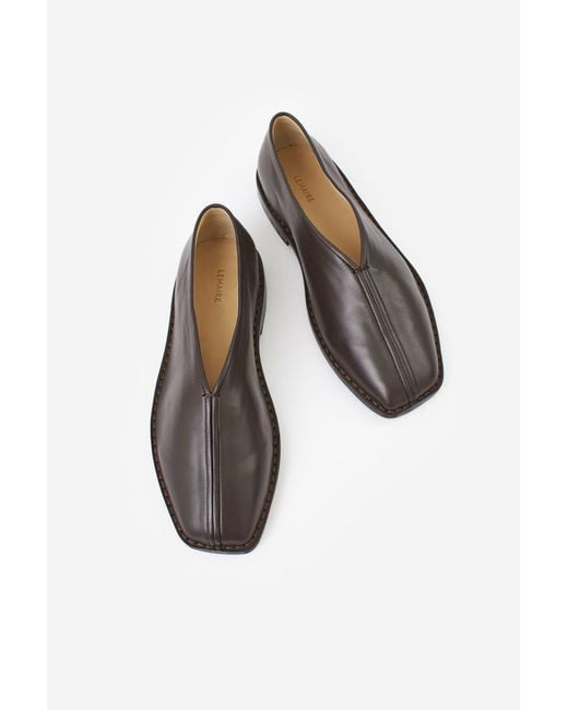 Lemaire Brown Flat Piped Slippers Shoes for men