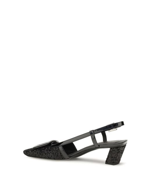 Roger Vivier Black Slingback Pumps Belle Vivier Leather Calf Sandal