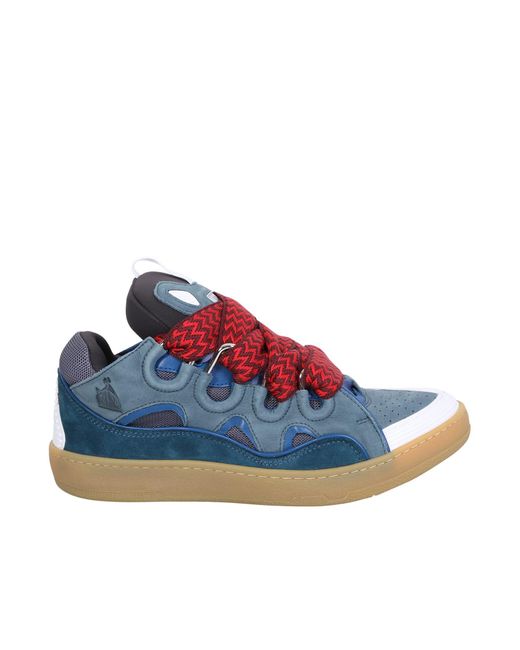 Lanvin Blue Curb Sneakers With Leather And Techno Upper With Padded ...