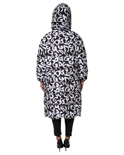 Dolce & Gabbana White Dg Mania Hooded Long Coat Jacket Polyester Clothing